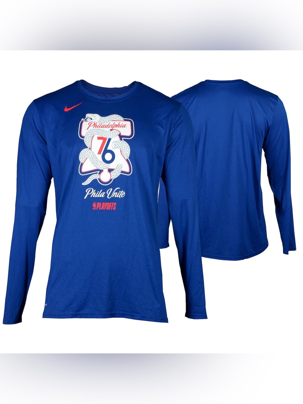 Nike Philadelphia 76ers Phila Unite NBA Playoffs Dri-FIT Long Sleeve Shirt L